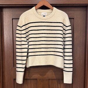 Universal Thread Cream and Black Cropped Striped Sweater—Medium